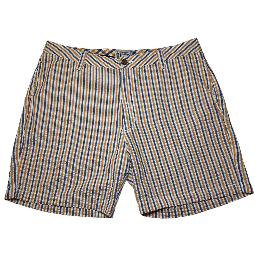 Oldeschool Brand Gingham Mens Shorts Casual Orange Purple Size 36 Seersucker